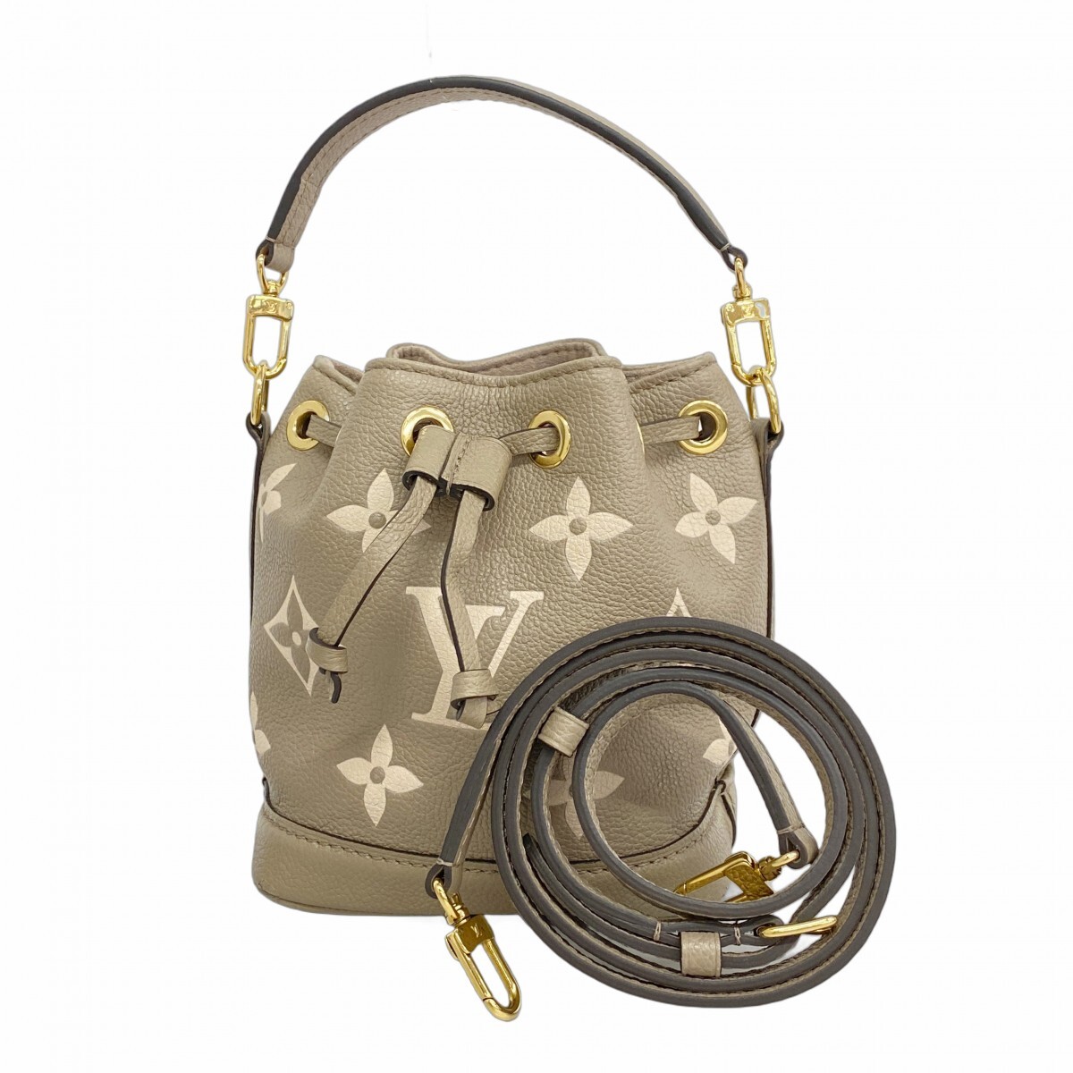 【5gd4828-b-h】ルイヴィトン ハンドバッグ モノグラム・アンプラント バイカラー ナノノエ M46291 トゥルトレールクレーム拍卖