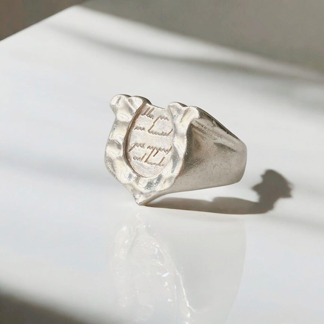 リング 馬蹄 ホースシュー 英字 シルバー925 指輪 リング ヴィンテージ シルバー silver Ring 素材:925 サイズ: 23号拍卖