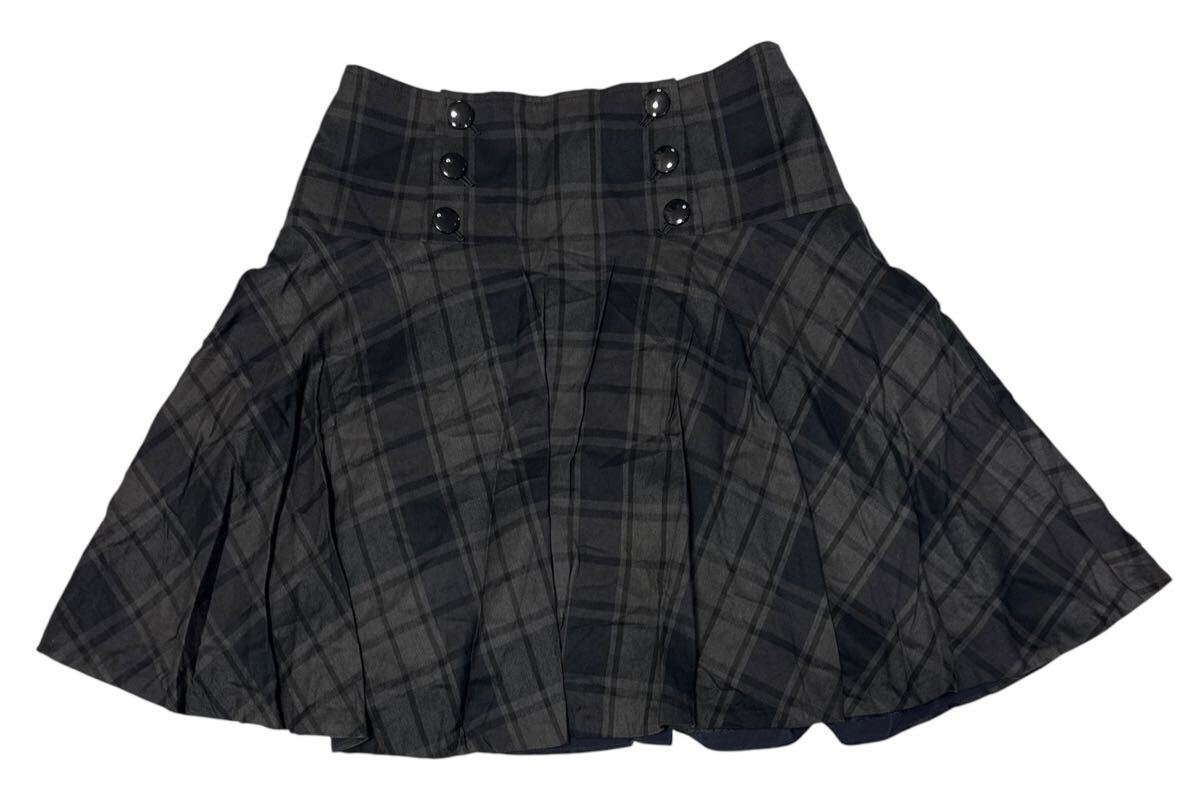 送料無料 大きいサイズ ○ JILL STUART ジル スチュアート ○ チェック柄 ハイウエスト プリーツ ミニスカート グレー系 4拍卖