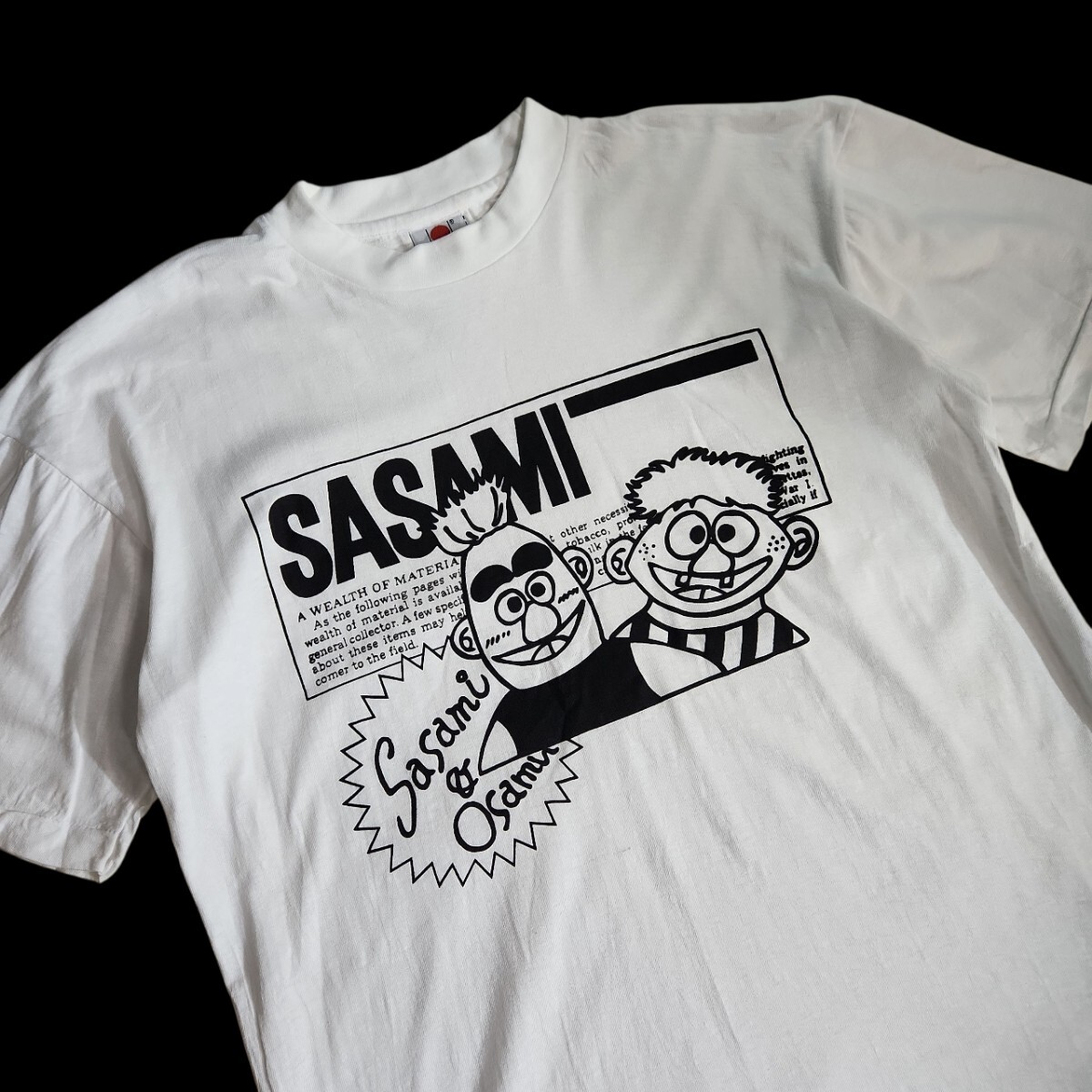 SESAMI STREET プリントTシャツ 表記サイズM 白 ドロップショルダー シングルステッチ 84654拍卖