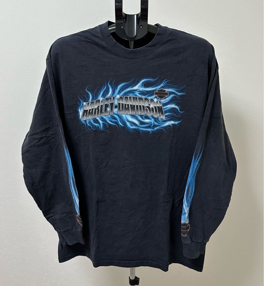 harley davidson ロンT ブルーフレイム ロングスリーブ ハーレーダビッドソン 長袖Tシャツ 古着 ストリート vintage 80s 90s 00s拍卖
