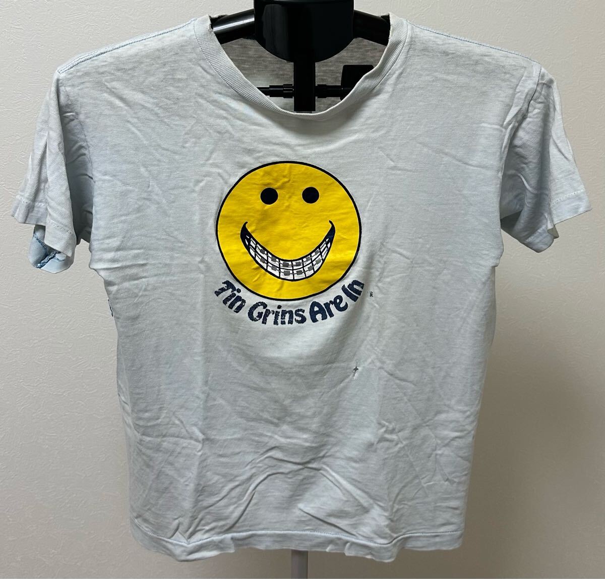 champion Smile Tee チャンピオン スマイル Tシャツ バータグ vintage ニコちゃんマーク 80s 90s 半袖 古着 プリント キムタク拍卖