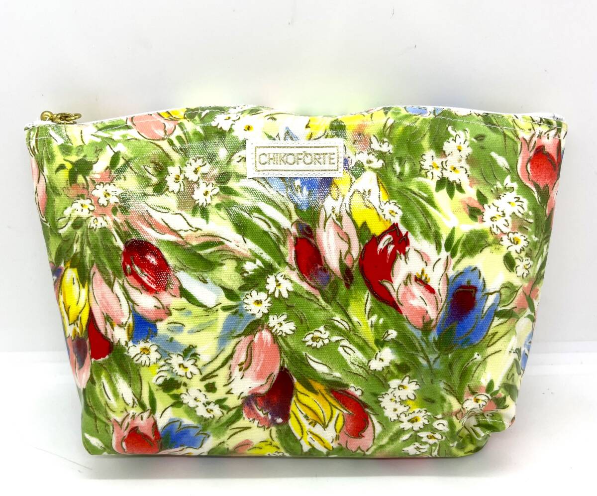 【未使用品】CHIKO FORTE チコ フォルテ 化粧ポーチ 花柄 チューリップ レトロ ポーチ 小物入れ/574⑫1584拍卖