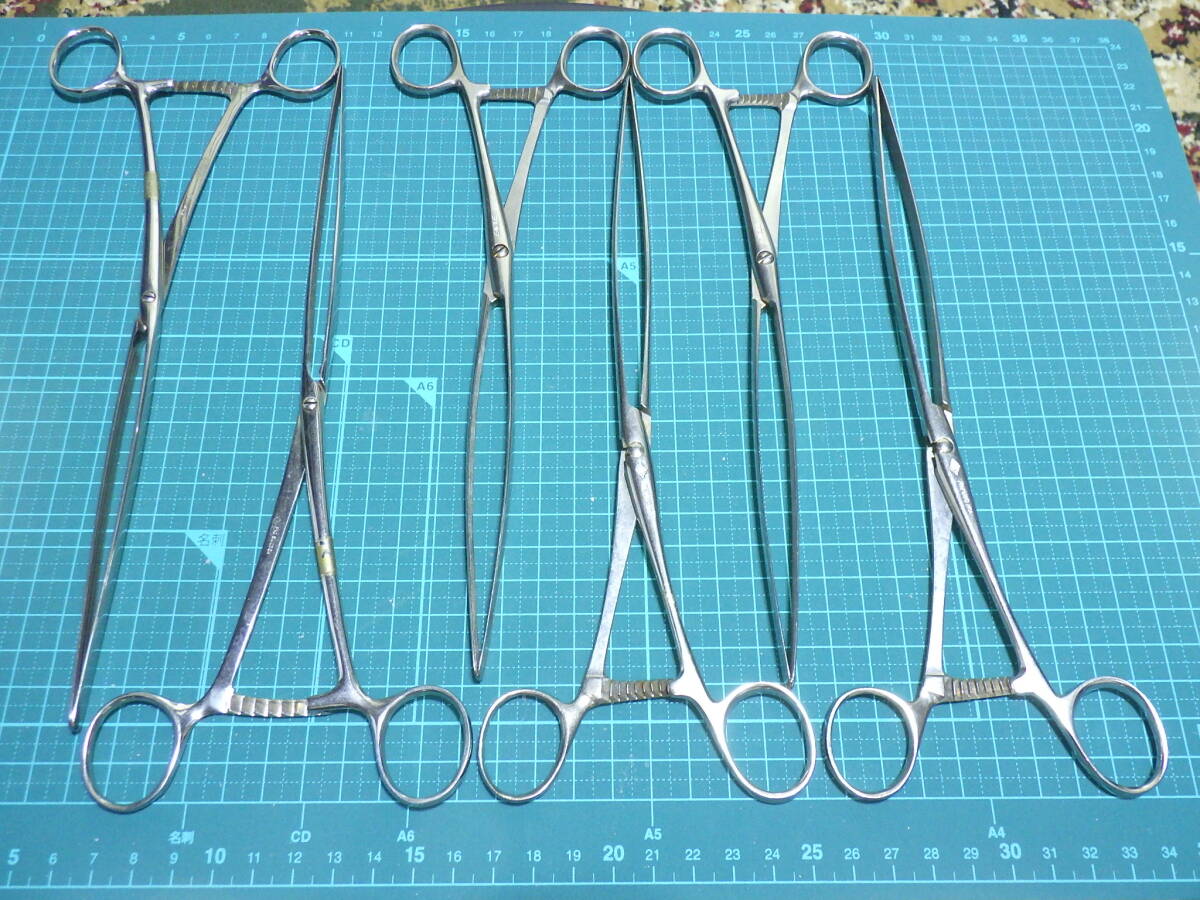 Y914#ネジ止ドアイヤン胃鉗子 反型 Mizuhoika Eagle 腸鉗子(鉗子 鑷子 持針器 剪刀 開創器)医療器具 外科 整形外科 手術 6点セット拍卖