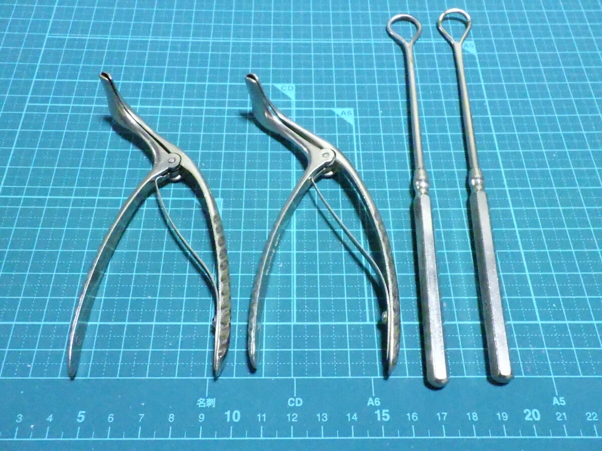 Y1194#動作品 手術診療器具 整形外科 R.Nagashima T.lgarashi レトロ 器具 器材 鼻鏡 耳鼻科 鉗子 ステンレス医療器具 4点 まとめてセット拍卖