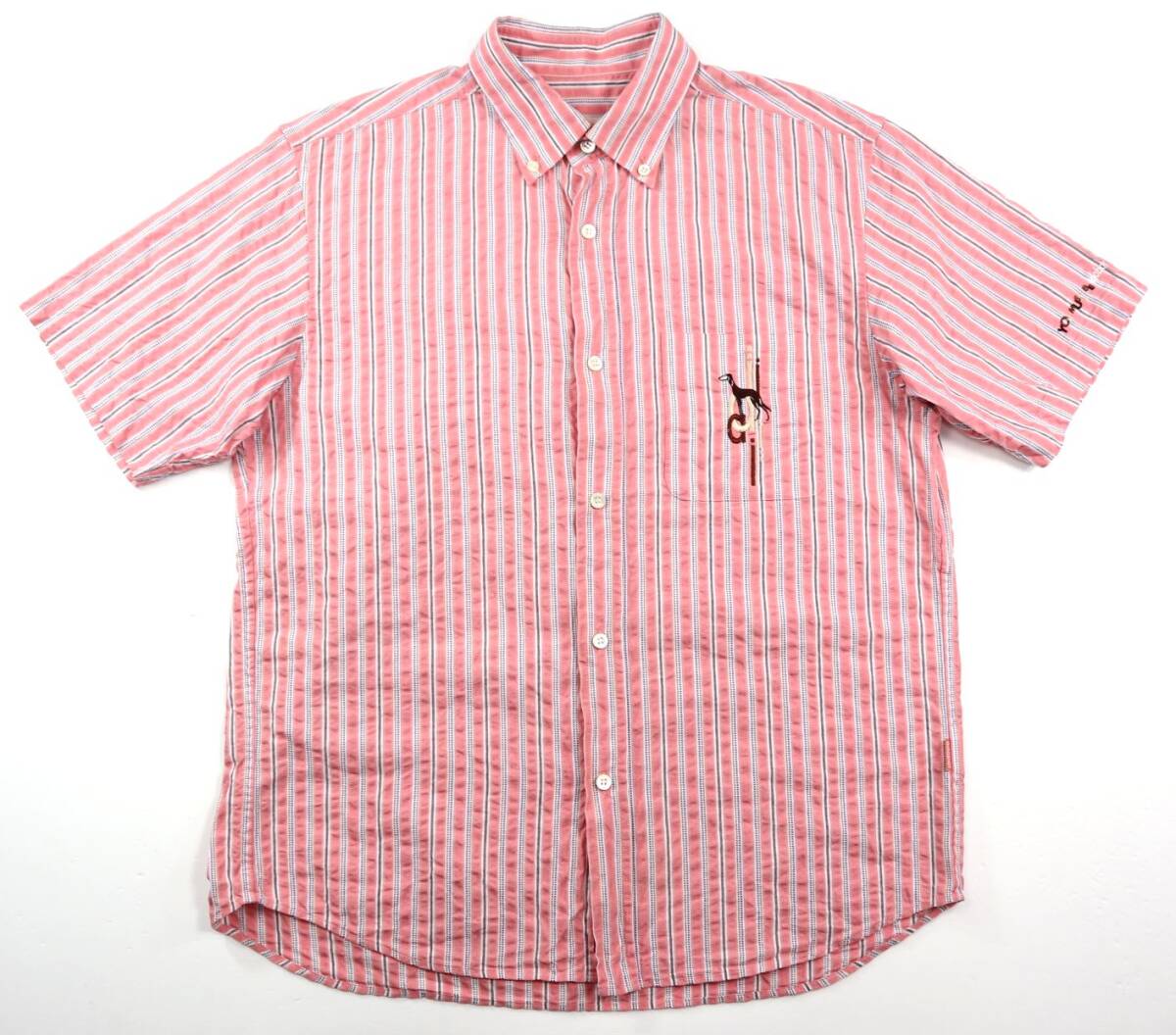 美品★adabat アダバット ストライプ柄 ボタンダウン シアサッカー半袖シャツ/46(M)拍卖