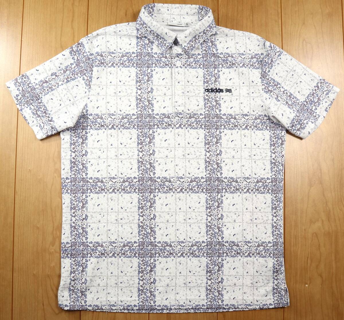 美品★adidas golf アディダス・ゴルフ ボタニカル柄 半袖ドライポロシャツ/Mサイズ拍卖