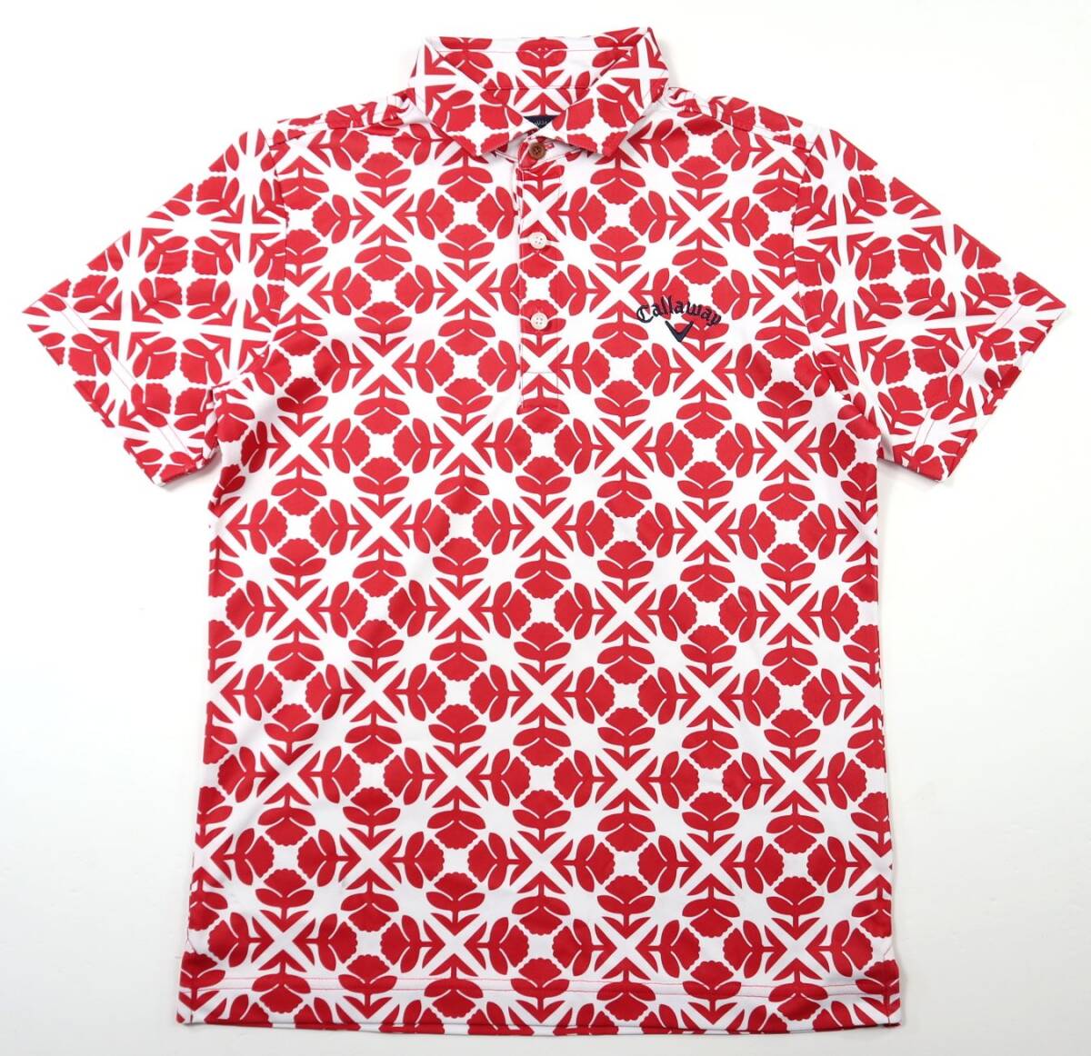 美品★Callaway キャロウェイ レフア柄プリント半袖ポロシャツ/花柄/Mサイズ拍卖