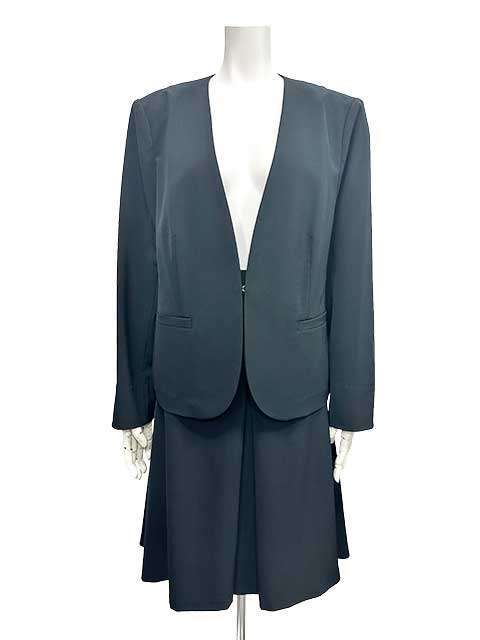 【中古】自由区 ジユウク ワンピース スカートスーツ レディース ネイビー 大きいサイズ サイズ44_s-0696-r26拍卖