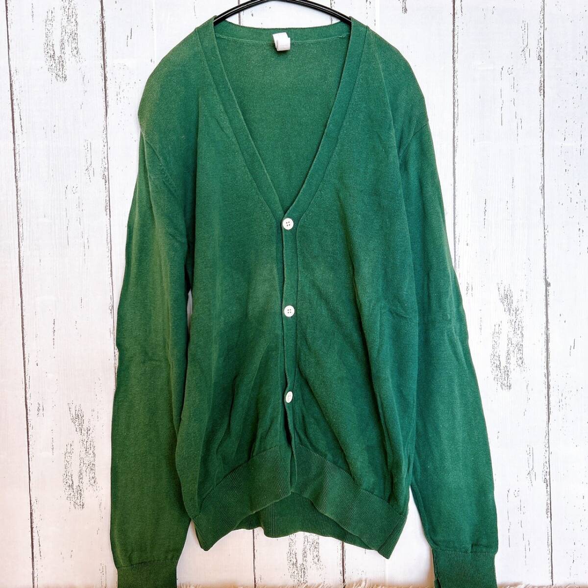 シンプルデザイン★ユナイテッドアスレ カーディガン 羽織りもの グリーン S 緑 コットン 100% UNITED ATHLE Cardigan green拍卖