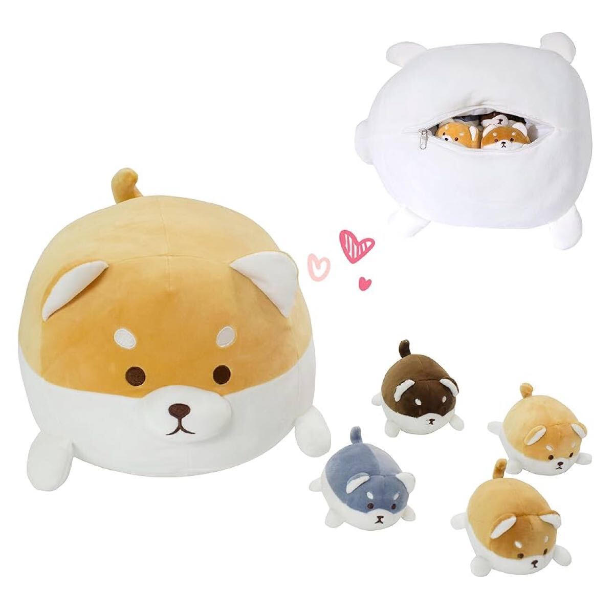 柴犬ぬいぐるみセット(収納可能) 柴犬 ぬいぐるみ 親子式 柴犬抱き枕 超可愛い拍卖