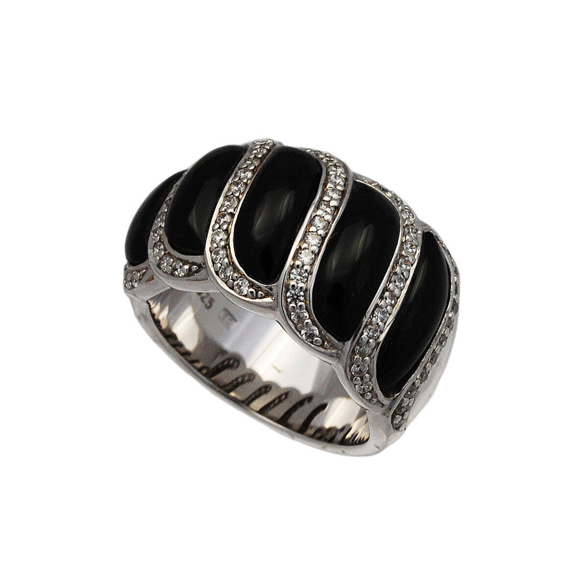12号 オニキスジルコニア925シルバーロジウムメッキリング 925刻印あり GF-19986BK拍卖