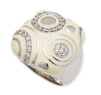 12号 13号 14号 15号 16号 18号 19号 ベージュエナメルジルコニア925シルバーロジウムメッキリングEN-18454WT拍卖