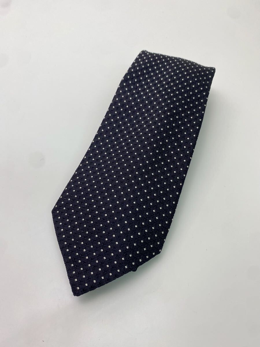 J002 極美品 CELINE セリーヌ ネクタイ ドット シルク 黒 ブラック 拍卖