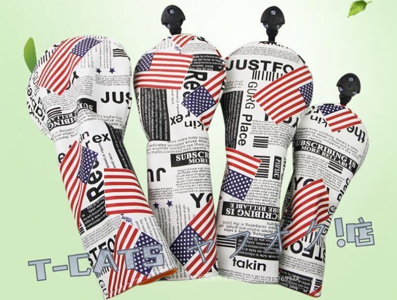 新品☆ヘッドカバー クラブカバー ゴルフクラブ アメリカ 防水 星条旗 4点セット拍卖