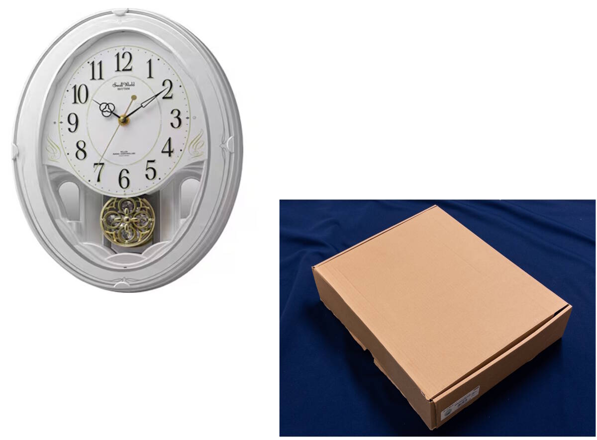 3Q売切!税無し◇【未使用】リズム時計 電波時計 スモールワールド ハイム 4MN520RH03■18曲メロディ■アナログ 掛時計■■0717-6拍卖