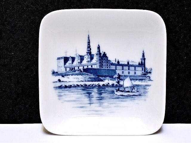 3QV売切!税無し☆ロイヤルコペンハーゲン★ミニプレート★小皿★角皿★絵皿★クロンボー城★風景画★デンマーク製★現状★0725-9拍卖