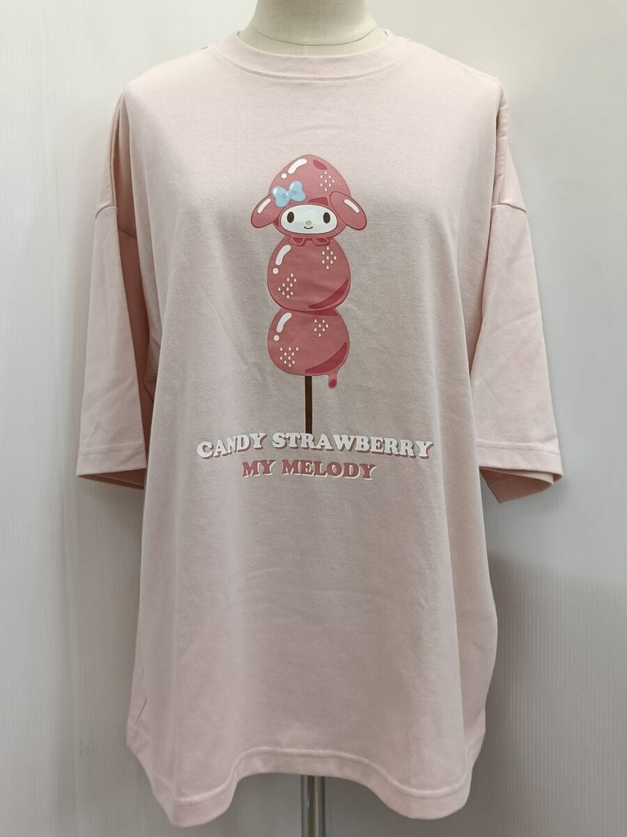 【値下げ!即決!タグ付き・未使用】★SANRIO/サンリオ★半袖Tシャツ マイメロディ CANDY STRAWBERRY いちご飴 レディース ピンク M~L拍卖