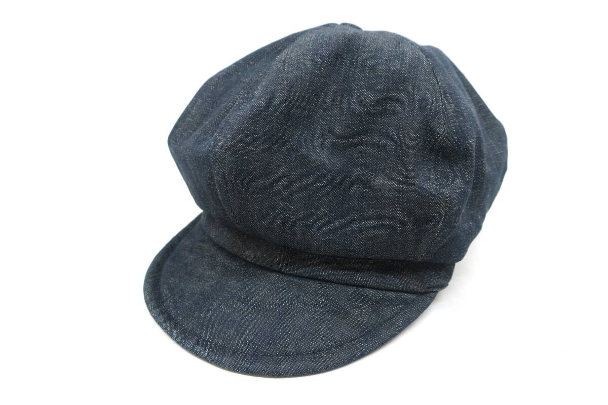 ★【S送900円】2566 BURBERRY LONDON バーバリー キャスケット ベレー帽 ハット 帽子 ネイビー系 ブルーデニム インディゴ染め拍卖