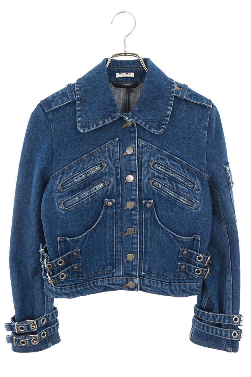 ミュウミュウ サイズ:36 GWB067 バックロゴクロップドデニムジャケット 中古 BS99拍卖