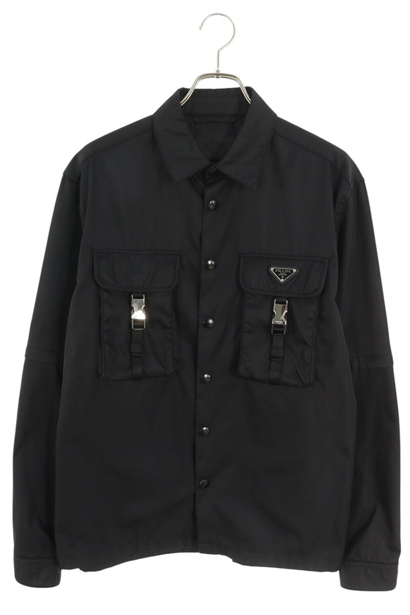 プラダ サイズ:M SC548 S212 1WQ8 RE-NYRON三角ロゴプレートナイロン長袖シャツ 中古 FK04拍卖