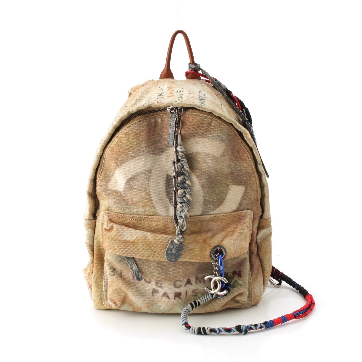 シャネル 14SS マトラッセ ロゴ ココマーク グラフィティ リュック デイパック A92352 ベージュ マルチカラー【中古】拍卖