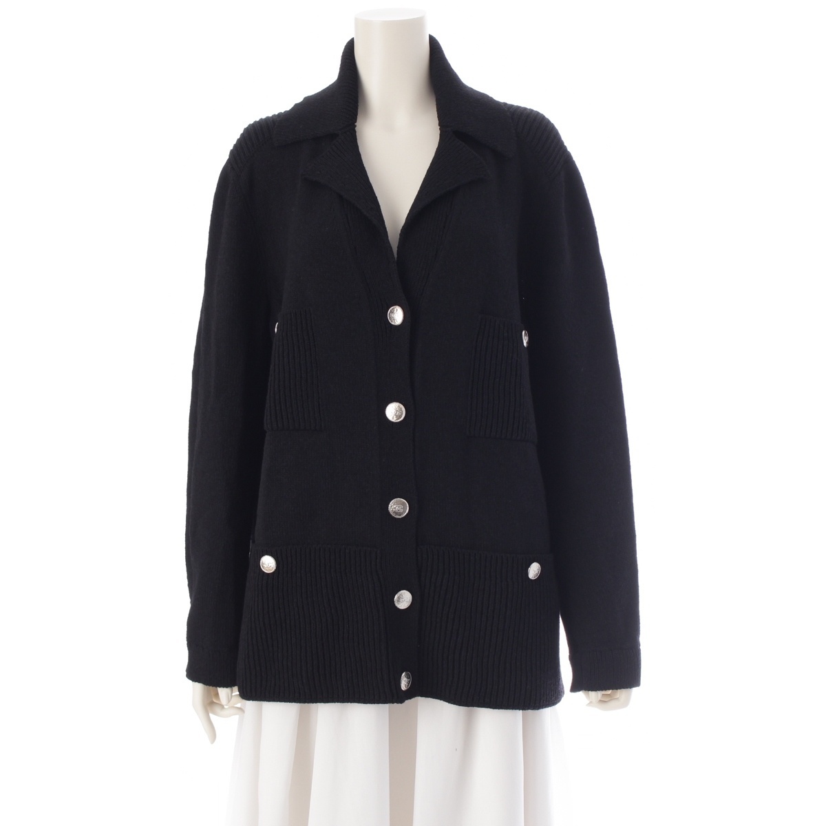 シャネル 25K ニット カーディガン P78452 ブラック 40【中古】拍卖