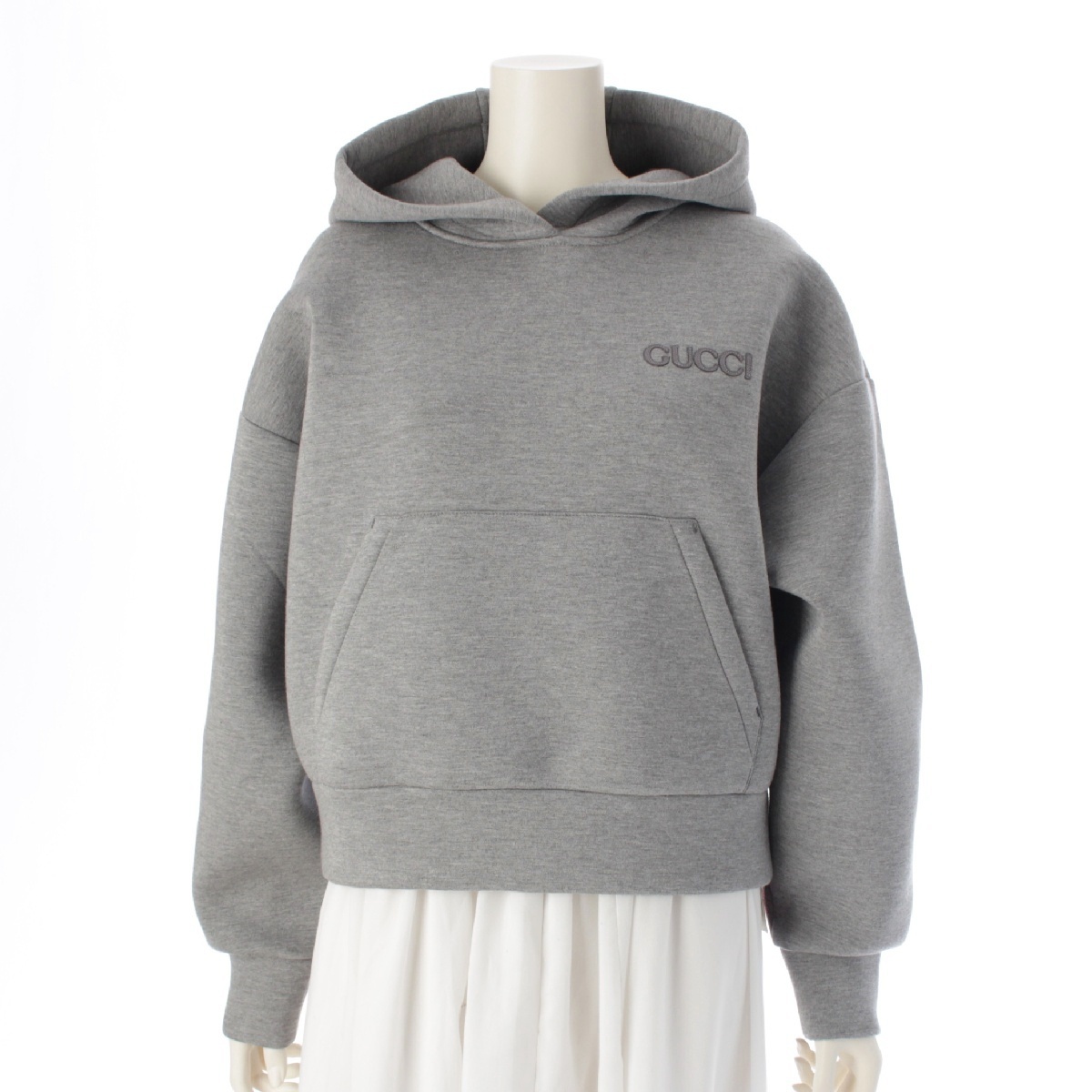 グッチ 25SS ビスコース ロゴ ジャージー フーデッド パーカー 798544 グレー XS【中古】拍卖