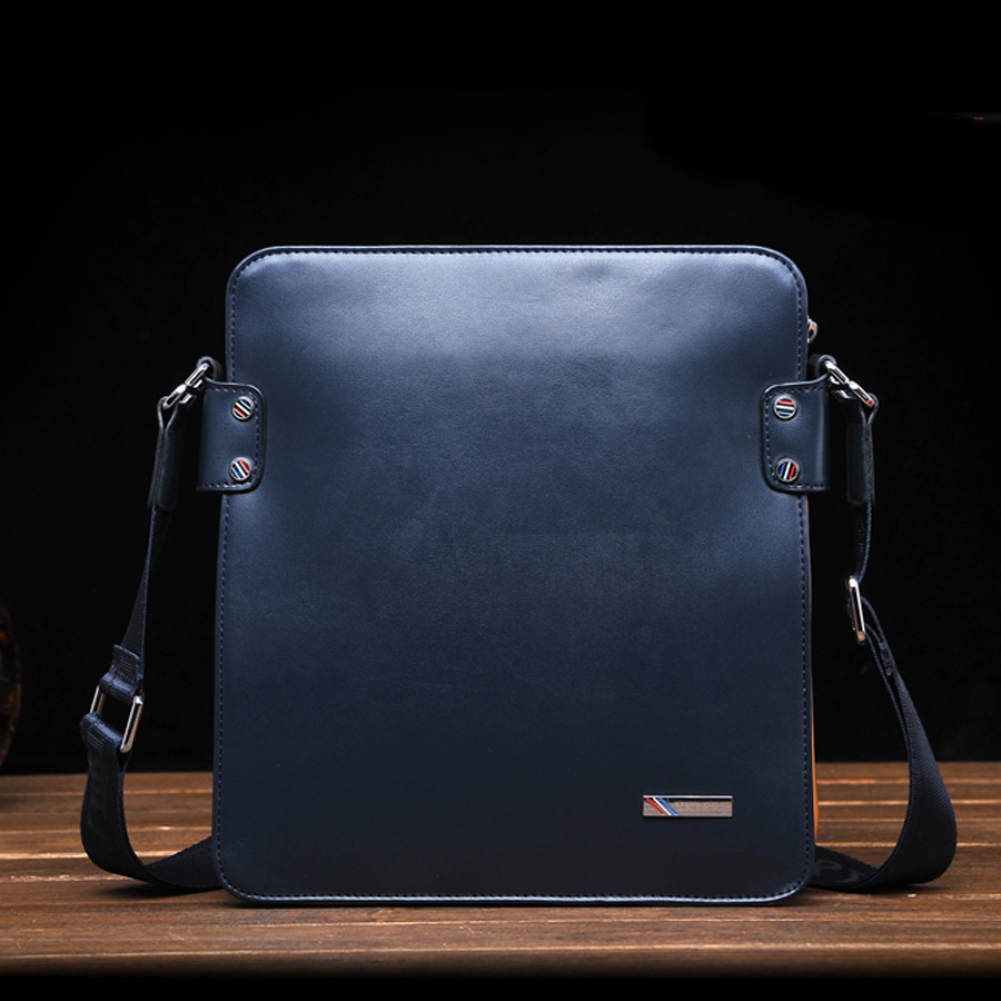新作高品質 メンズ レザー ショルダーバッグ 本革ー ショルダーバッグ 牛革 斜め掛け 肩掛け ビジネスバッグ 大容量 通勤通学ブルー 拍卖