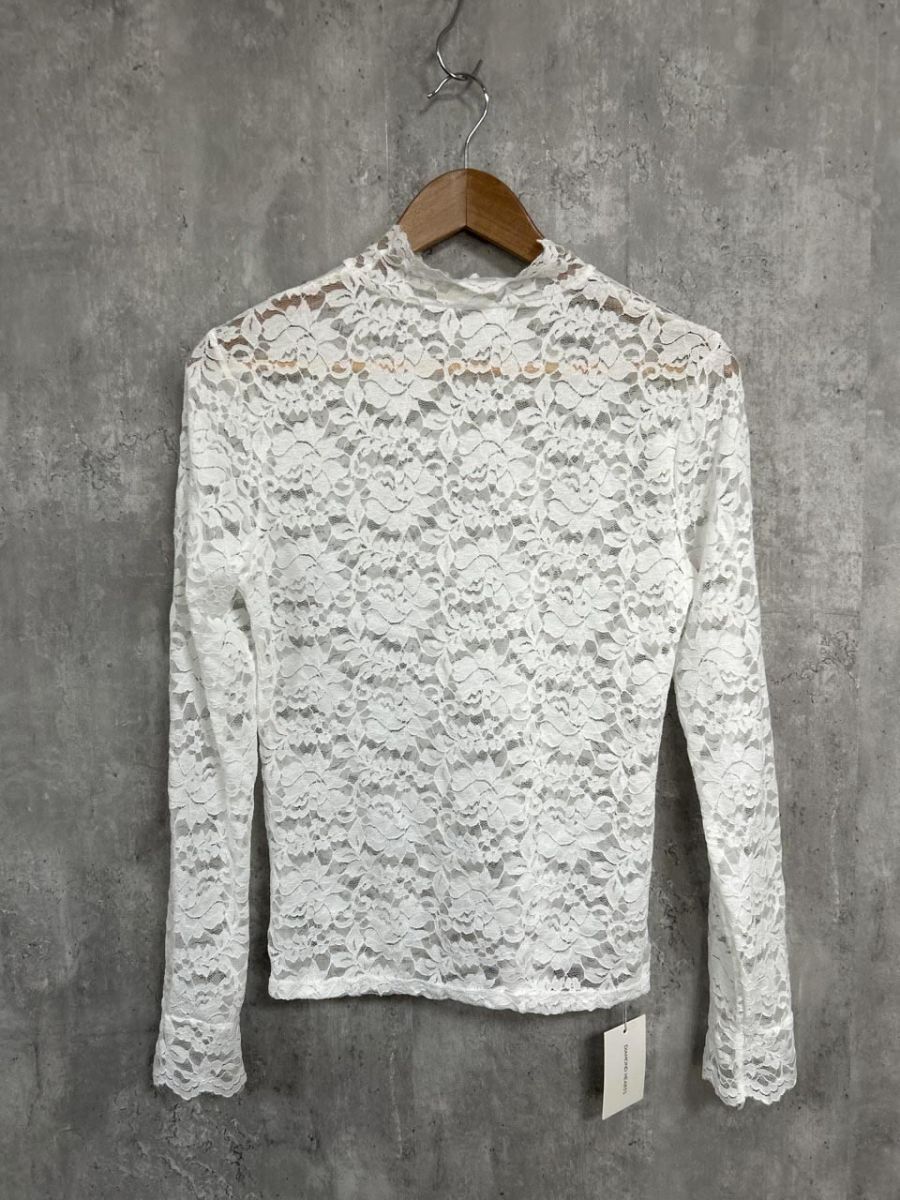 ネコポスOK 美品 DiamondHearts ダイヤモンドハーツ 長袖 レース 花柄 シアー カットソー sizeF/白 ■◆ レディース拍卖