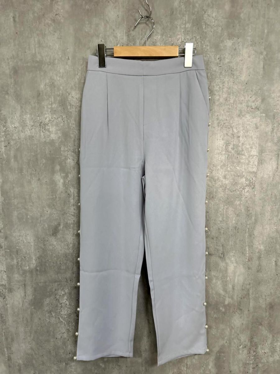 ネコポスOK 美品 O.S.K オーエスケー サイドパール イージー パンツ sizeL/水色 ■◆ レディース拍卖