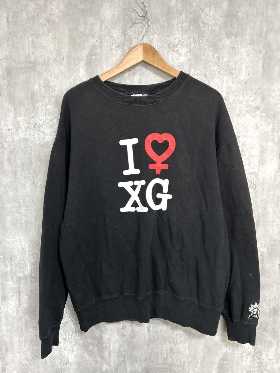 X-girl エックスガール 長袖 プリントロゴ フェミニズム クルーネック スウェット size2/黒 ◆■ レディース拍卖