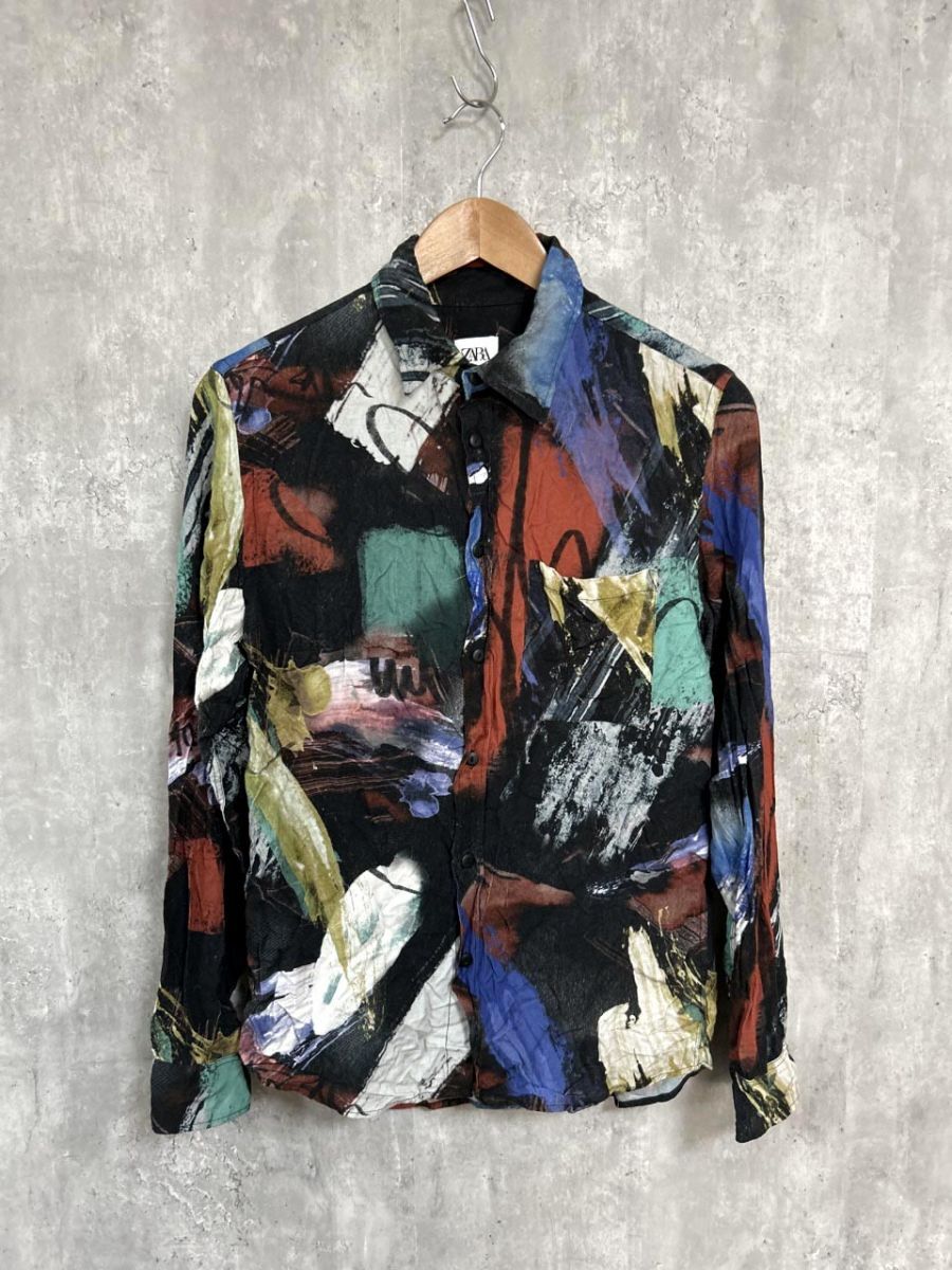 ネコポスOK ZARA ザラ 長袖 総柄 シャツ sizeM/マルチカラー ■◇ レディース拍卖
