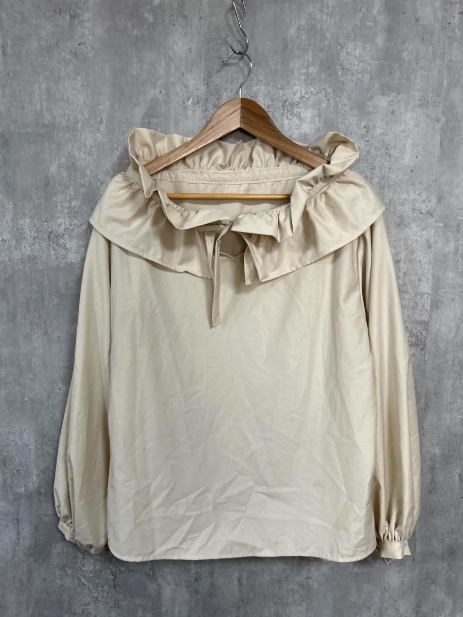 ネコポスOK Re:EDIT リエディ 長袖 フレア ブラウス シャツ sizeM/ベージュ ■◇ レディース拍卖