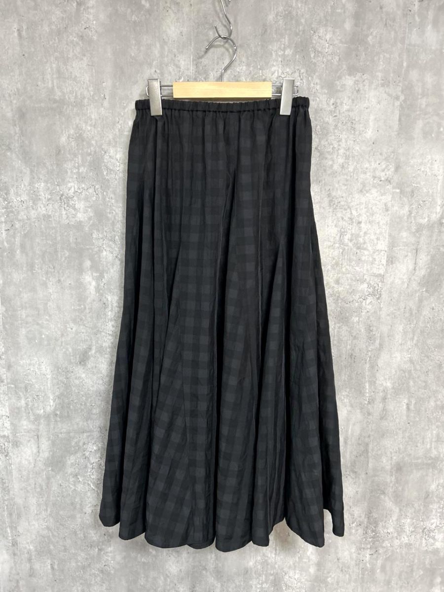 ネコポスOK 美品 IENA イエナ ギンガムチェック パネル フレア ロング スカート size36/黒 ■◆◎ レディース拍卖