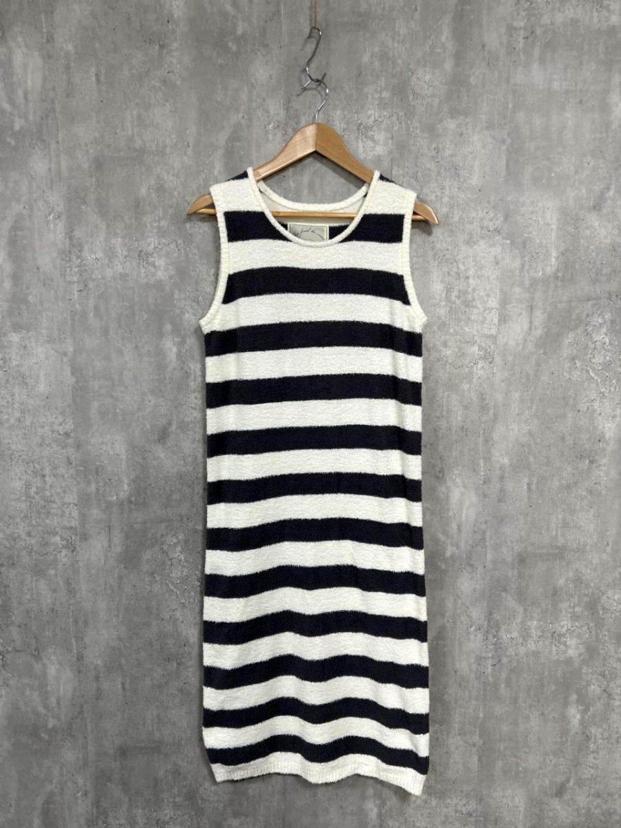 ネコポスOK gelato pique ジェラートピケ ノースリーブ ボーダー ふわふわ ワンピース ルームウェア sizeF/白xグレー ■■ レディース拍卖