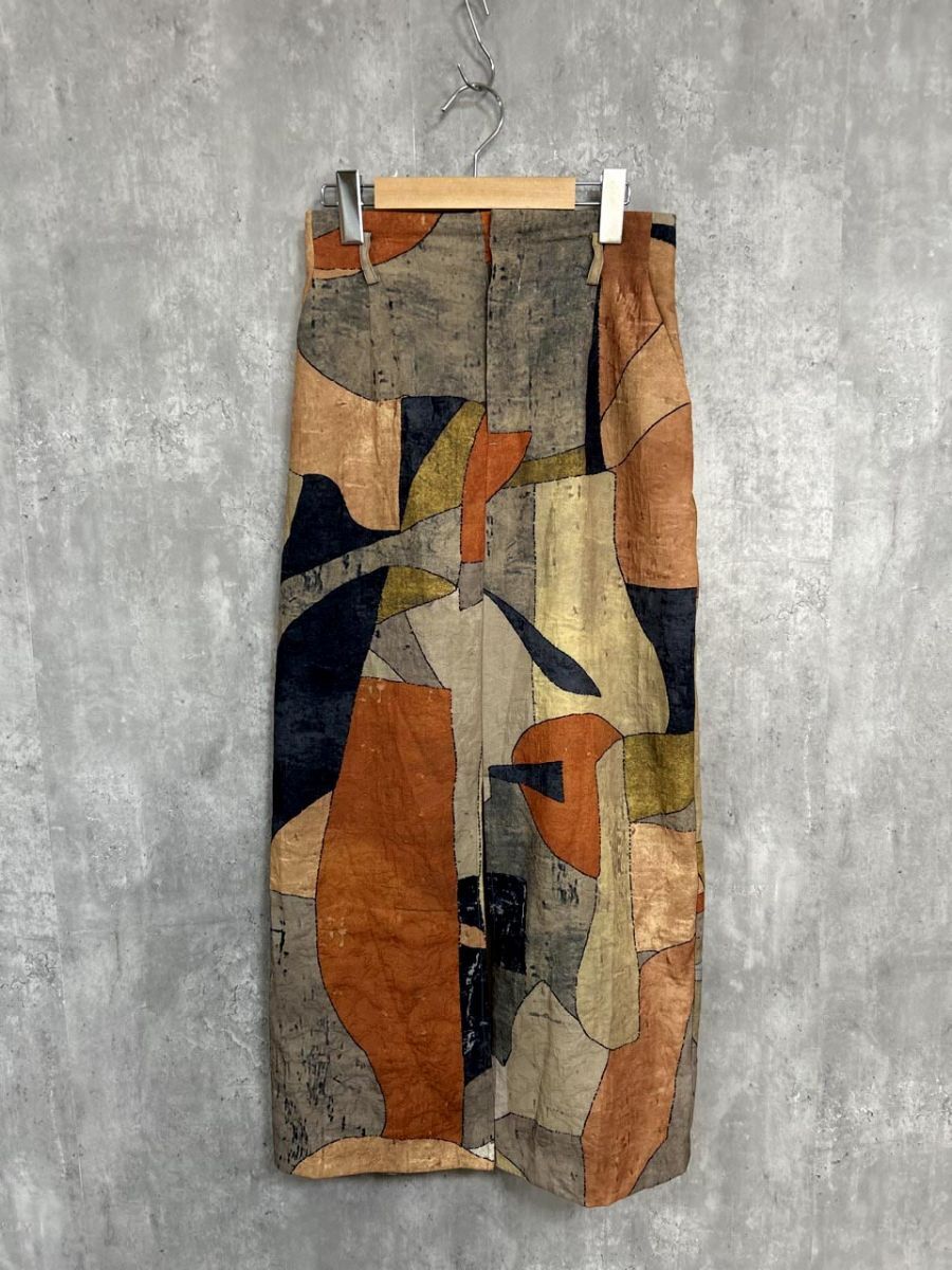 ネコポスOK Ameri アメリ nedi mural i line ロング スカート sizeM/マルチカラー ■◆◎ レディース拍卖