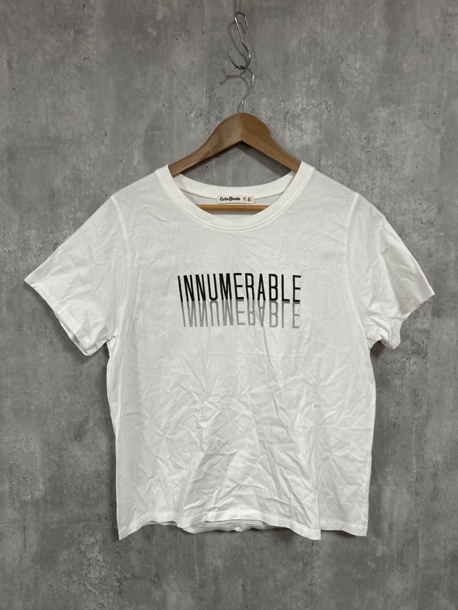 ネコポスOK Cutie Blonde キューティーブロンド 半袖 プリント Tシャツ sizeL/白 ■◇ レディース拍卖