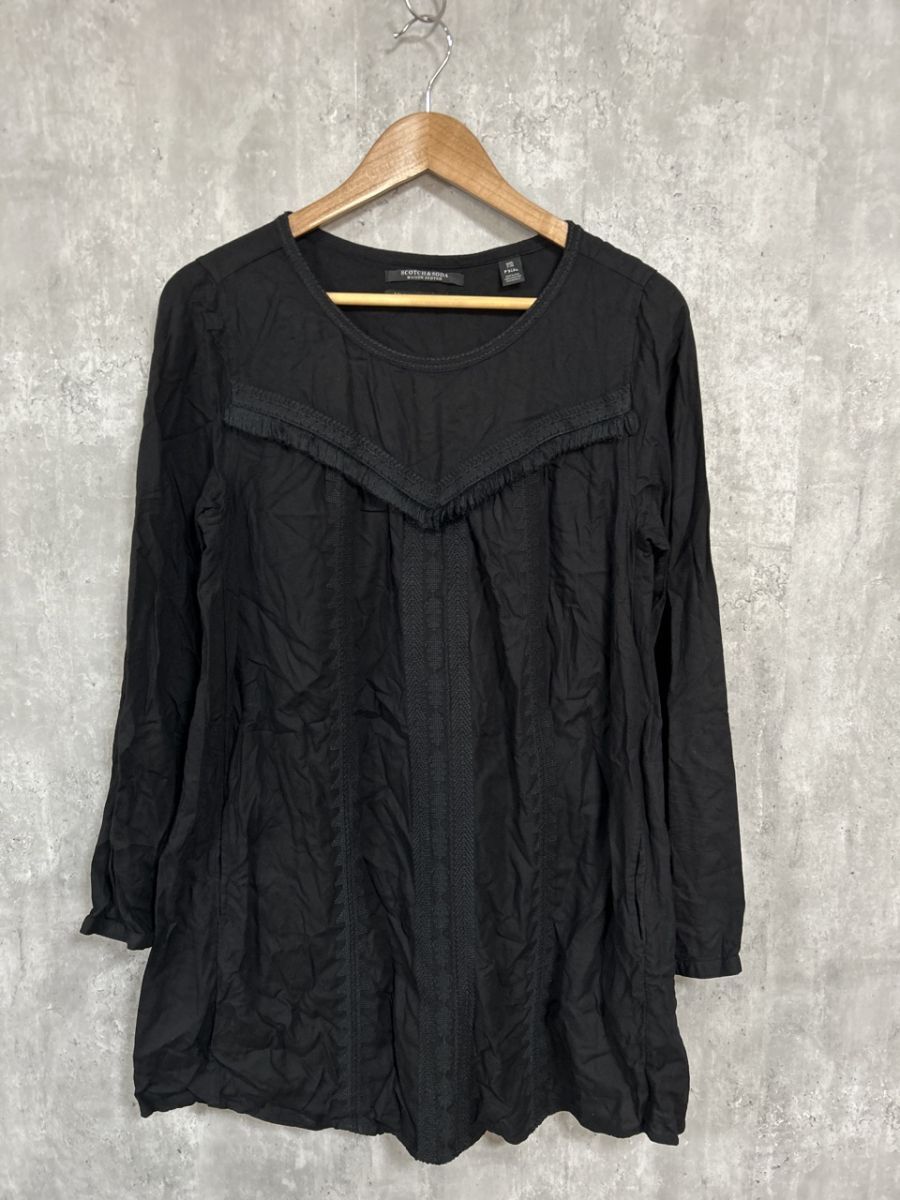 SCOTCH & SODA vagabond voyage スコッチアンドソーダ メゾンスコッチ 長袖 フリンジ 刺繍 シャツ 黒 ■◇ レディース拍卖