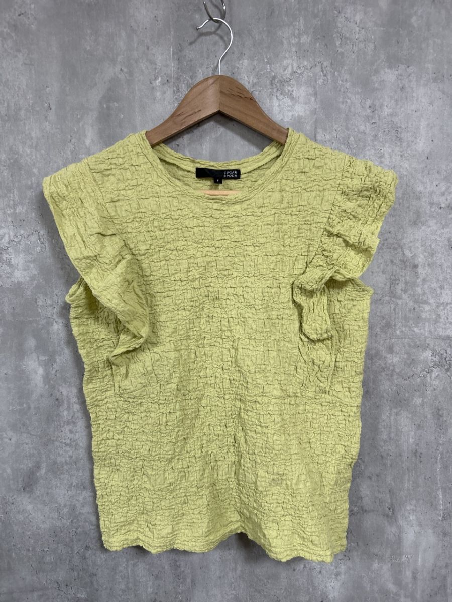 ネコポスOK Sugar spoon シュガースプーン ランダムシャーリング Tシャツ sizeF/黄緑 ■◆ レディース拍卖