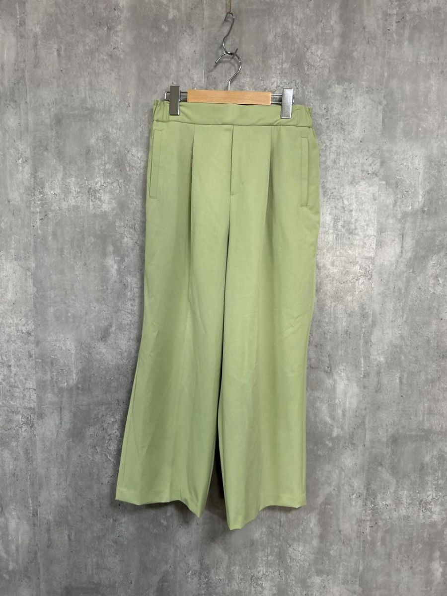 ネコポスOK SHIPS セミワイドパンツ イージー パンツ size38/黄緑 ■■ レディース拍卖