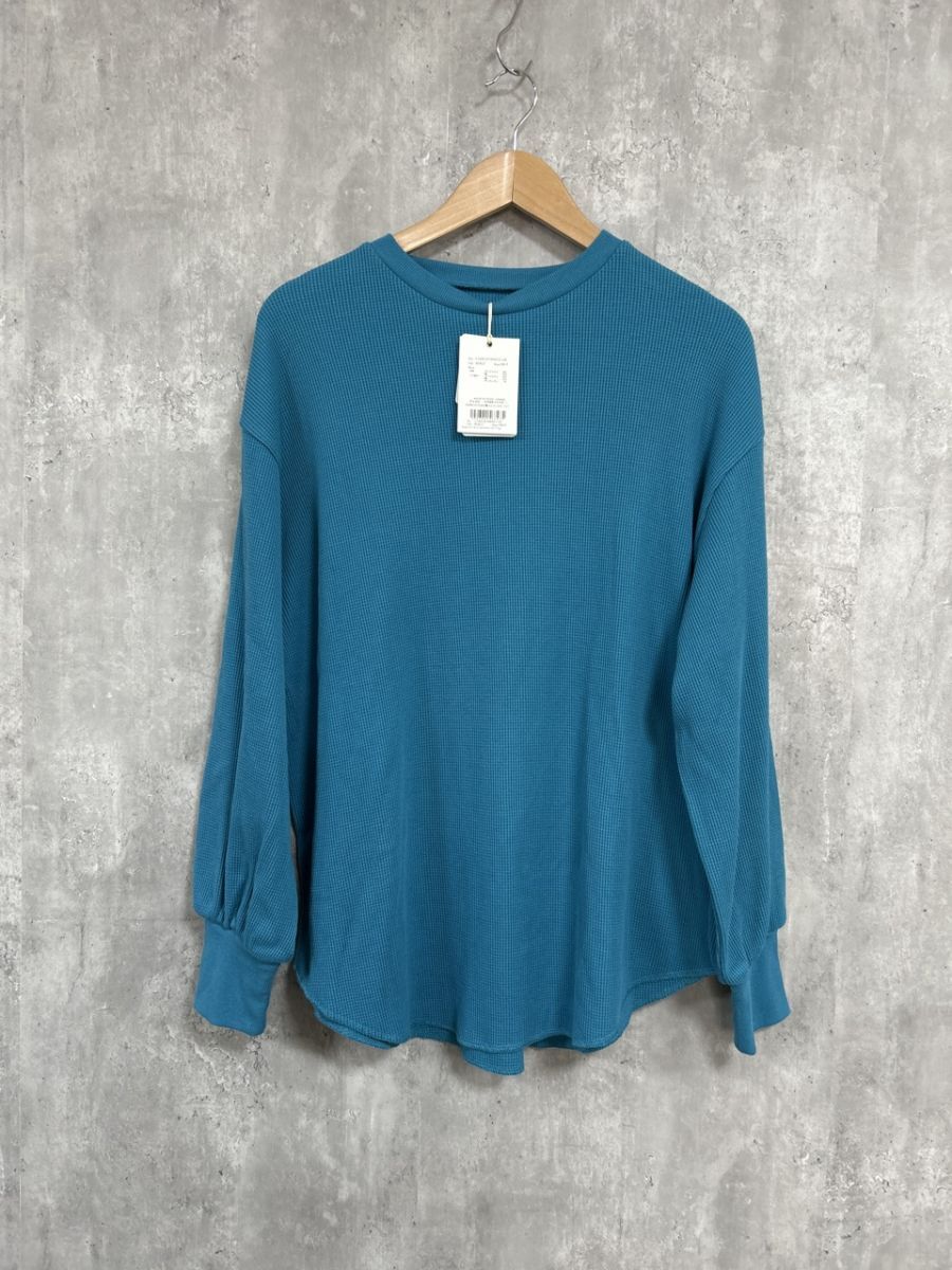 ネコポスOK Ungrid アングリッド ワッフル生地 ロング カットソー sizeF/青 ■◇ レディース拍卖