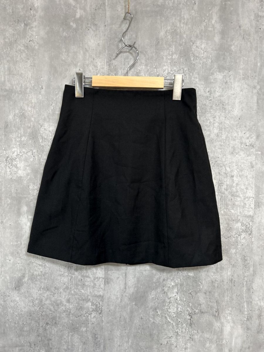 ネコポスOK SAISON DE PAPILLON セゾン・ド・パピヨン シンプル ハイウエスト キュロット スカート sizeM/黒 ■■ レディース拍卖