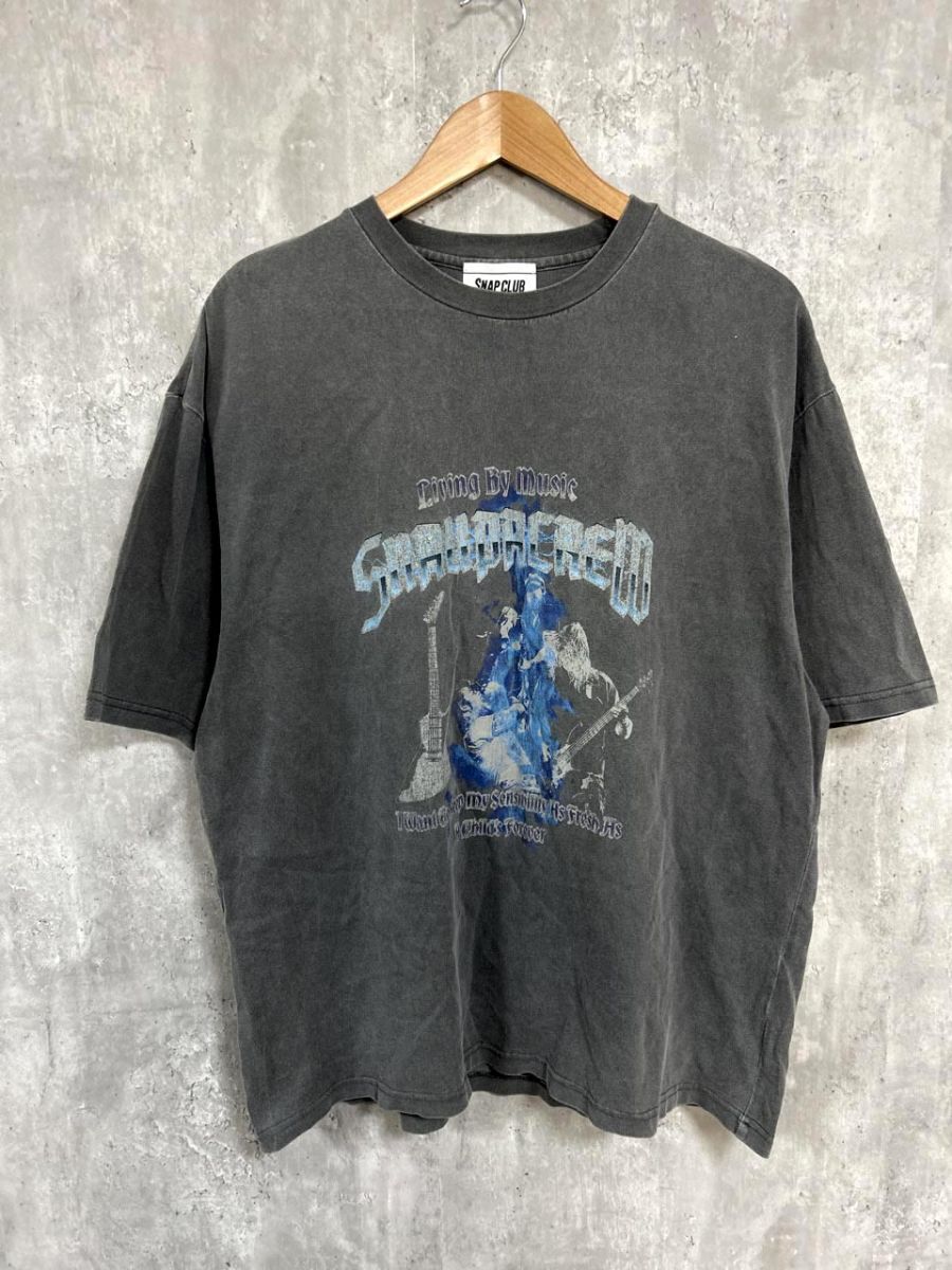 ネコポスOK SNAP CLUB ビッグシルエット ヴィンテージ加工 グラフィック 半袖 Tシャツ sizeM/グレー ■◆ レディース拍卖