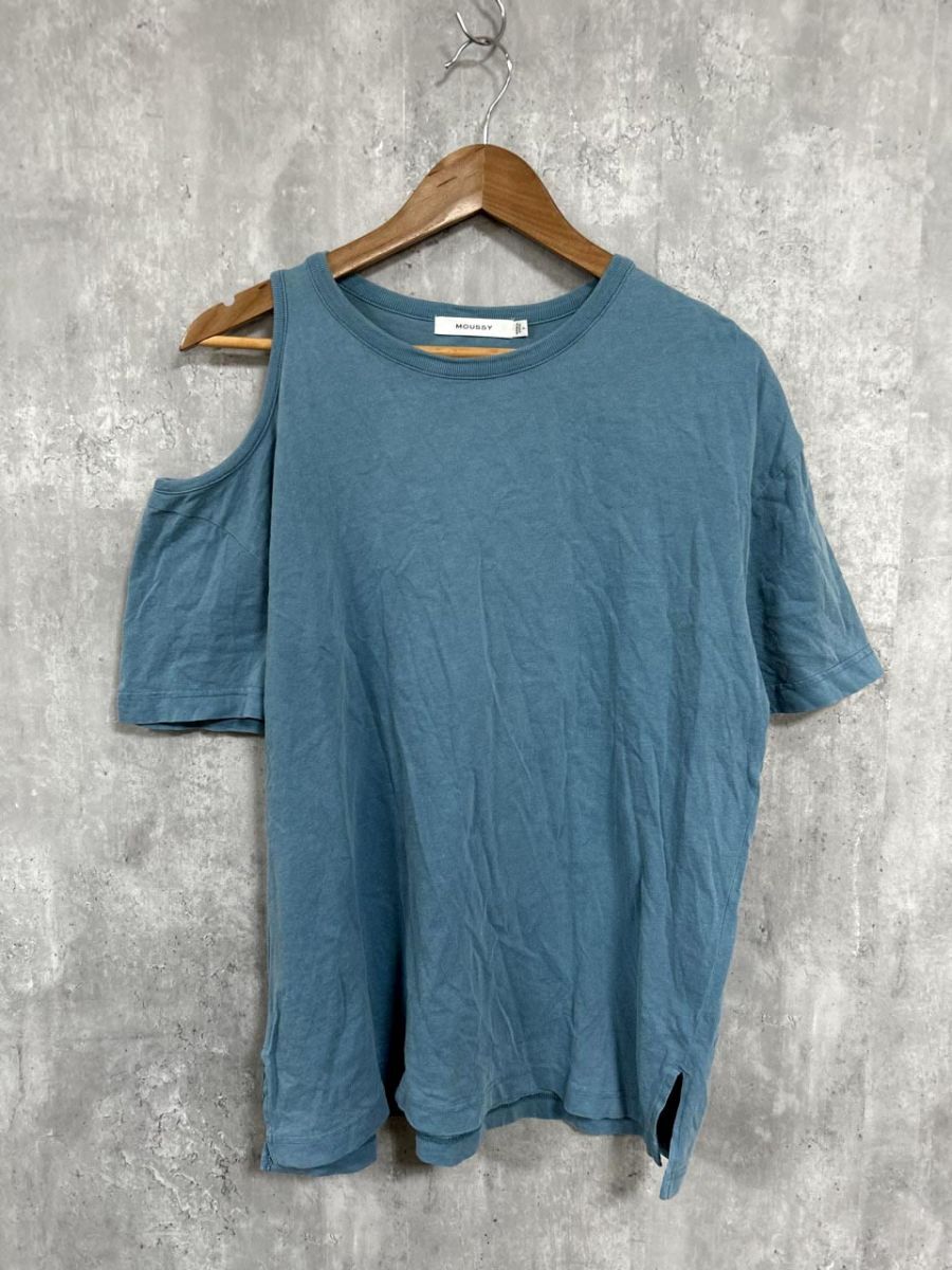 ネコポスOK MOUSSY マウジー 半袖 肩だし カットソー sizeF/ブルー系 ■◆ レディース拍卖