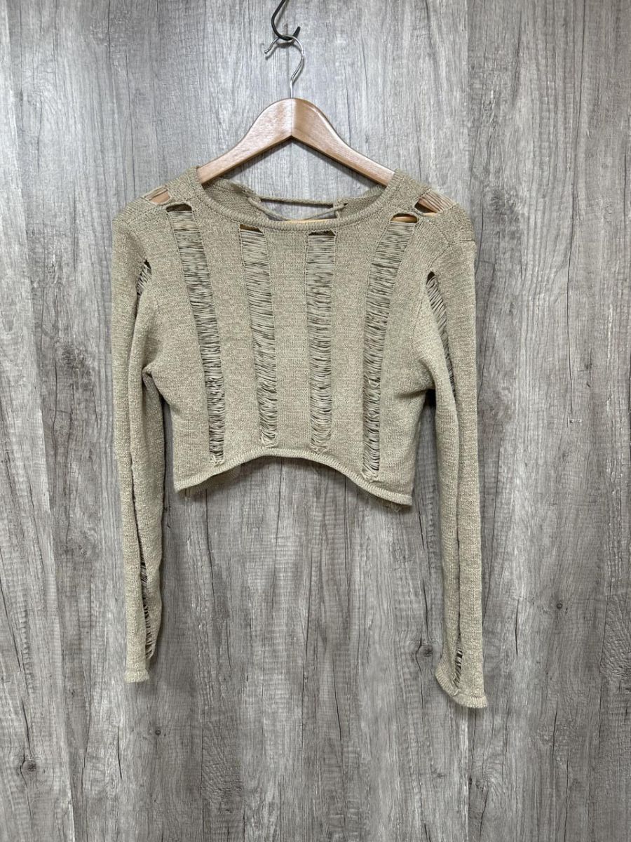 ネコポスOK Vipoa ヴィポア 韓国 長袖 ダメージ加工 バックオープン レースアップ カットソー sizeF/ベージュ ■◇ レディース拍卖