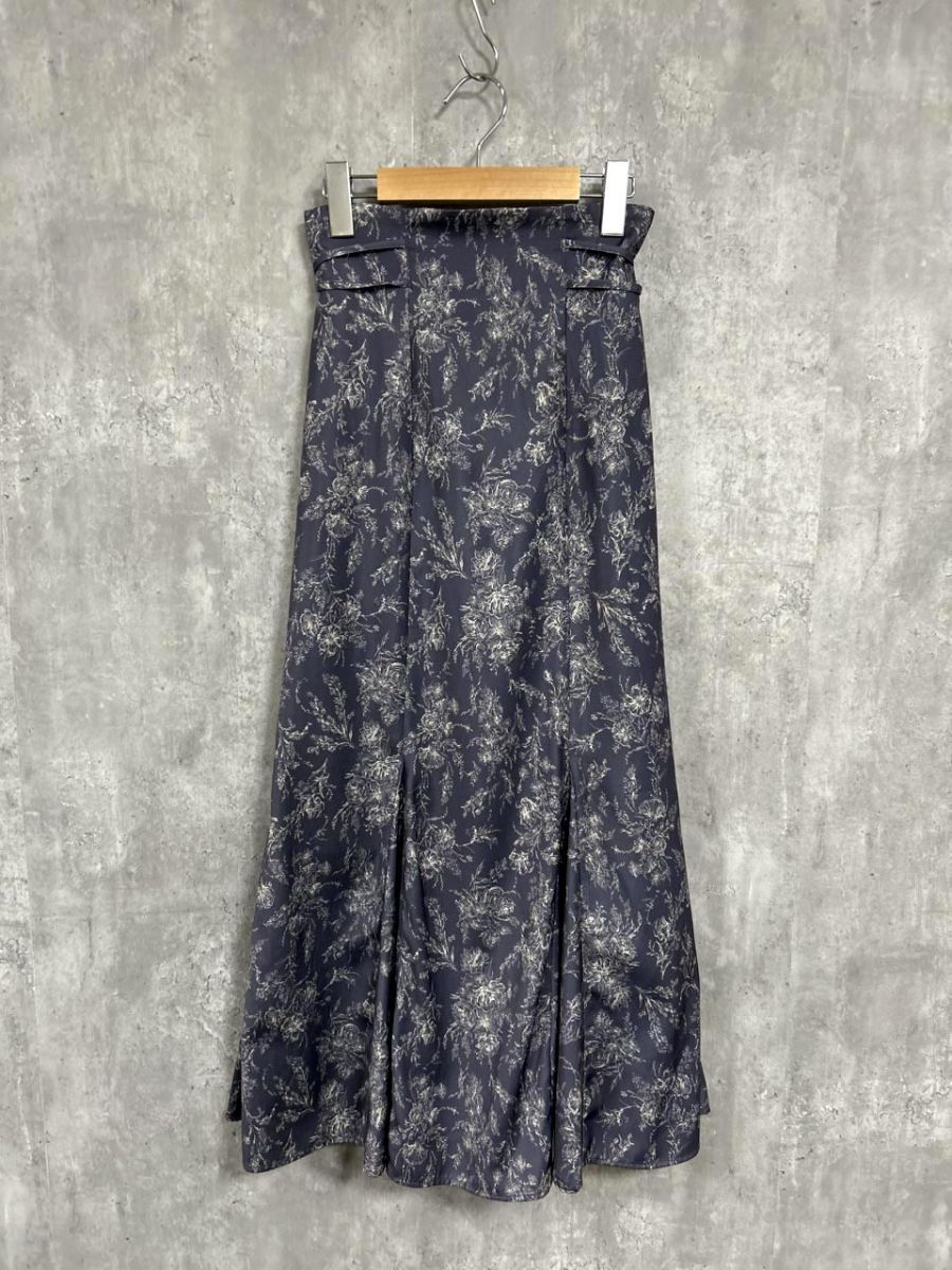 ネコポスOK LILLIAN CARAT リリアンカラット 花柄 ロング トワルドジュイ柄 マーメイド スカート size1/グレー ■◆ レディース拍卖