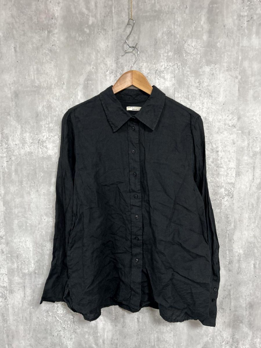 ネコポスOK Premium Quality プレミアムクオリティー gina tricot ジーナ トリコ リネン100% 長袖 シャツ sizeS/黒 ■◇ レディース拍卖