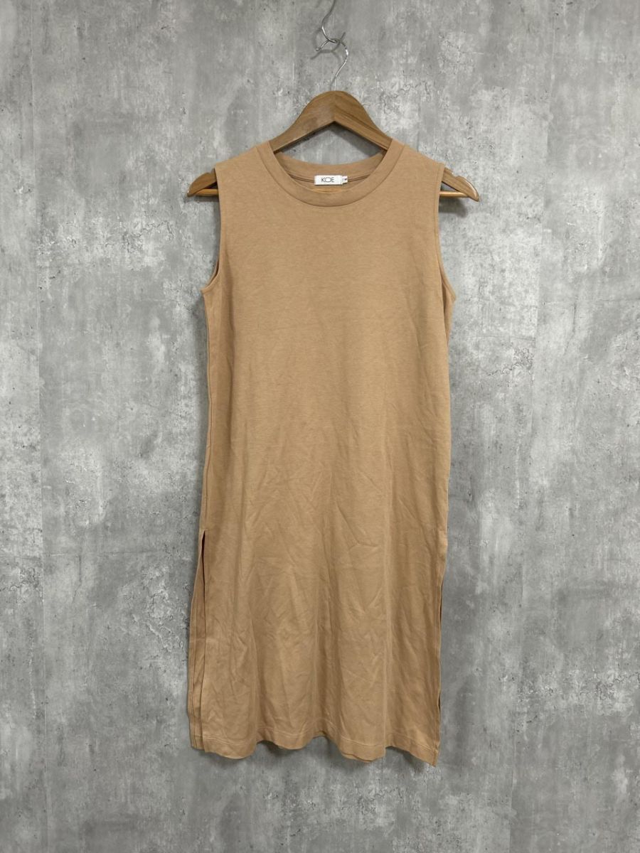 ネコポスOK koe コエ ひざ丈 スリット ノースリーブ ワンピース sizeS/ライトブラウン ■◆ レディース拍卖