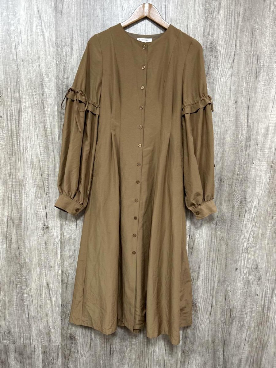 MOUSSY マウジー 長袖 フレア ロング ワンピース size2/茶 ■◇ レディース拍卖